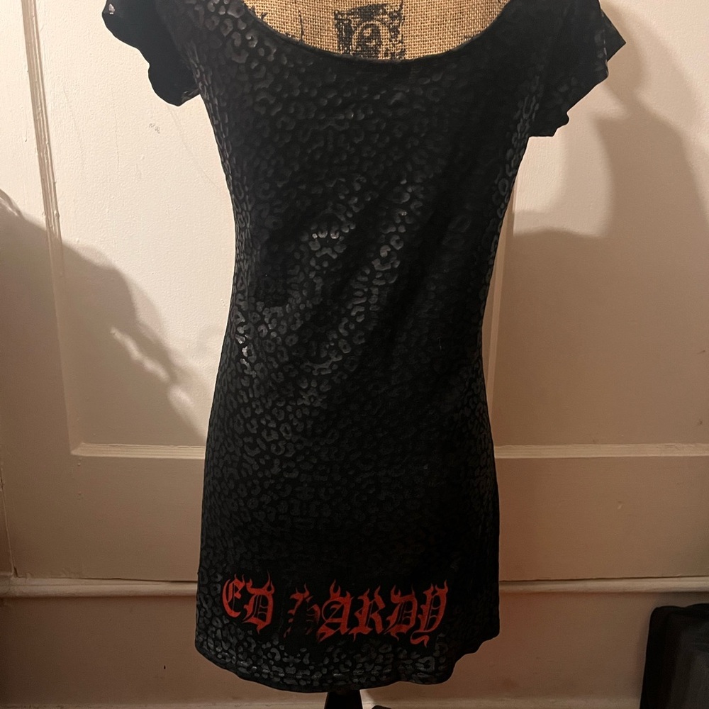 Rare vintage Ed Hardy mini dress. Label missing ; see measurements. Perfect cond - Picture 2 of 5